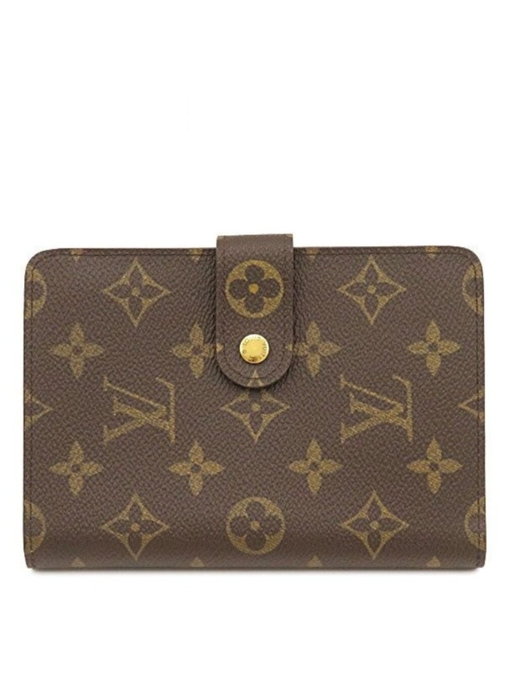 Louis Vuitton Bifold Wallet Porto Papier Zip Monogram Canvas Gold Brown